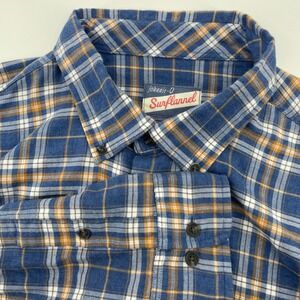 Johnnie-O Surflannel Men's XL Blue Orange Plaid Button Down Shirt Long Sleeve